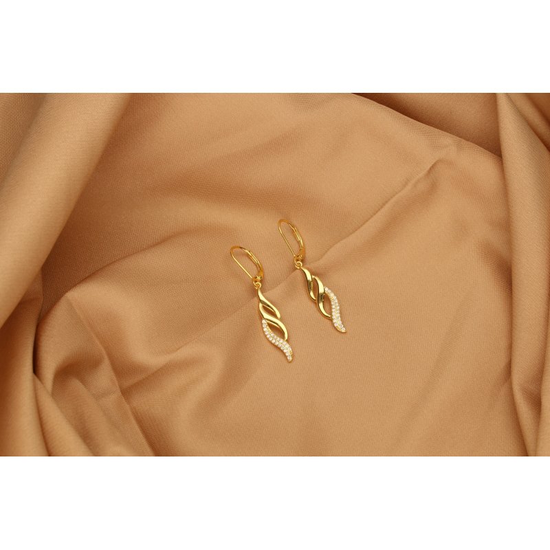 Srebrne kolczyki wiszące długie kolczyki damskie srebro próba 925 pozłacane