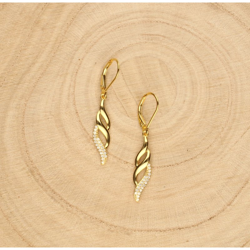 Srebrne kolczyki wiszące długie kolczyki damskie srebro próba 925 pozłacane