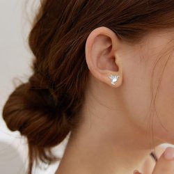 Kolczyki srebrne dla dziewczynki dzieci ptaszki sztyfty wkrętki srebro 925