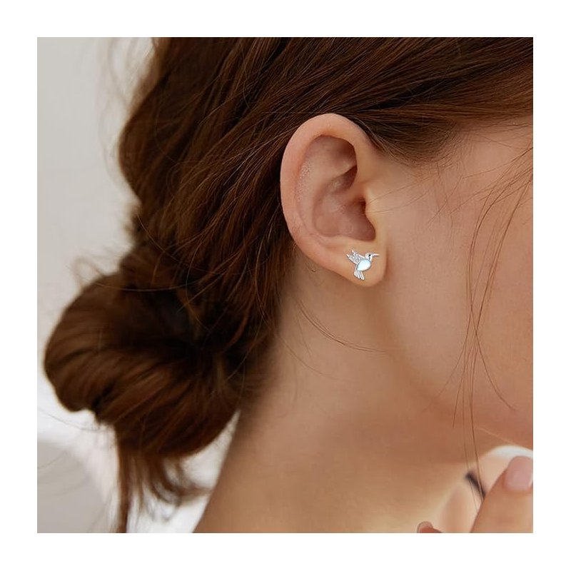 Kolczyki srebrne dla dziewczynki dzieci ptaszki sztyfty wkrętki srebro 925
