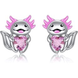 Kolczyki srebrne dla dziewczynki dzieci aksolotl wodny smok srebro 925