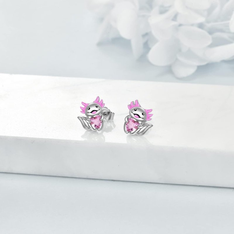 Kolczyki srebrne dla dziewczynki dzieci aksolotl wodny smok srebro 925