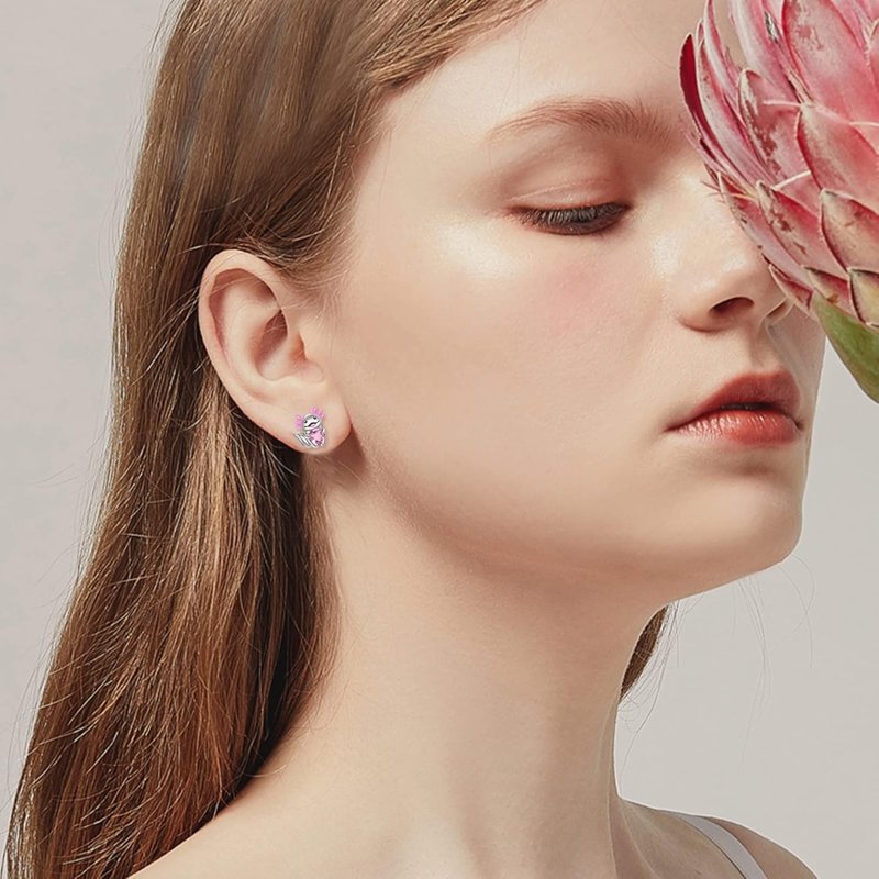 Kolczyki srebrne dla dziewczynki dzieci aksolotl wodny smok srebro 925