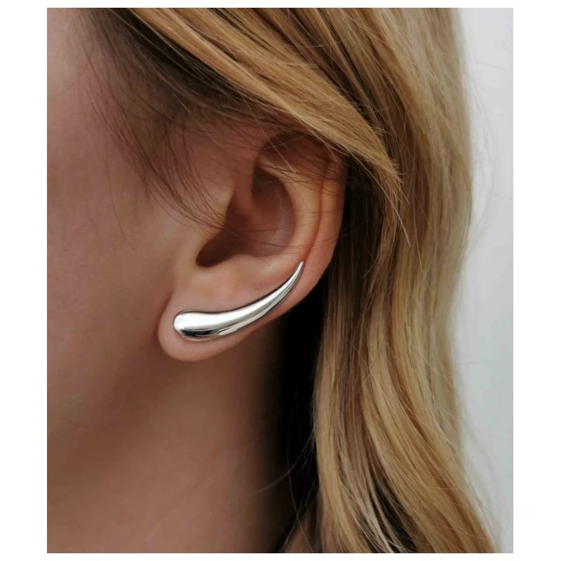 Srebrne kolczyki nausznice gładkie damskie rodowane srebro próba 925