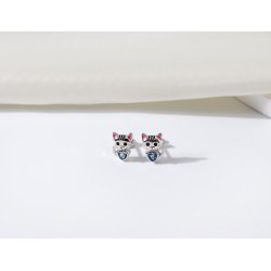 Srebrne kolczyki dla dziewczynki dzieci kotki srebro 925 sztyfty wkrętki