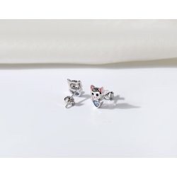 Srebrne kolczyki dla dziewczynki dzieci kotki srebro 925 sztyfty wkrętki