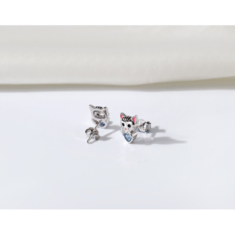 Srebrne kolczyki dla dziewczynki dzieci kotki srebro 925 sztyfty wkrętki