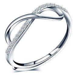 Pierścionek srebrny rodowany regulowany znak nieskończoności srebro 925