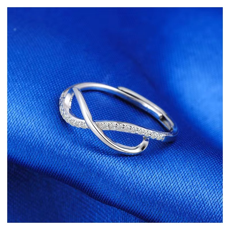 Pierścionek srebrny rodowany regulowany znak nieskończoności srebro 925