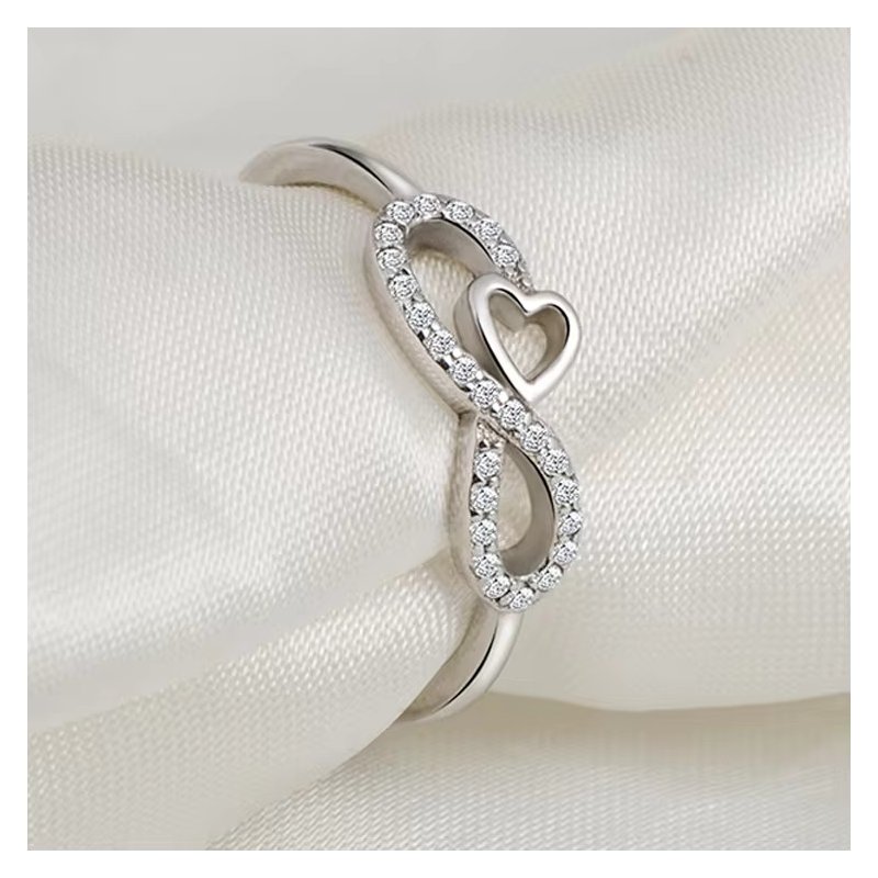 Pierścionek srebrny rodowany regulowany znak nieskończoności srebro 925