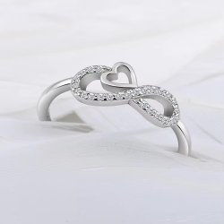 Pierścionek srebrny rodowany regulowany znak nieskończoności srebro 925