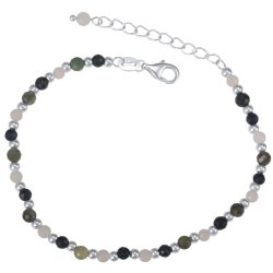 Bransoletka srebrna damska z kamieniami turmalin talizman ochronny srebro