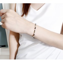 Bransoletka srebrna damska z kamieniami turmalin talizman ochronny srebro