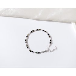 Bransoletka srebrna damska z kamieniami turmalin talizman ochronny srebro