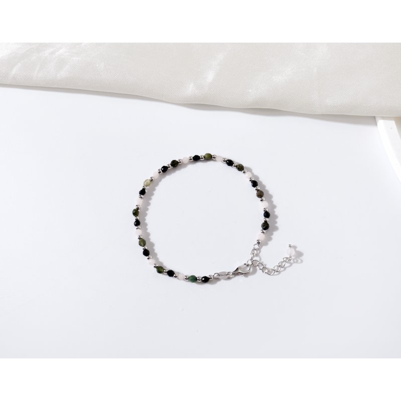 Bransoletka srebrna damska z kamieniami turmalin talizman ochronny srebro