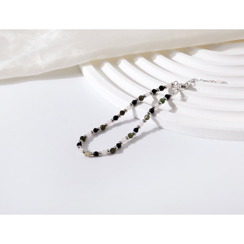 Bransoletka srebrna damska z kamieniami turmalin talizman ochronny srebro