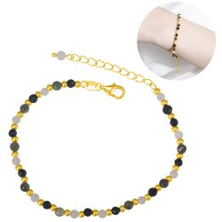 Bransoletka srebrna damska z kamieniami turmalin talizman ochronny srebro pozłacane 925