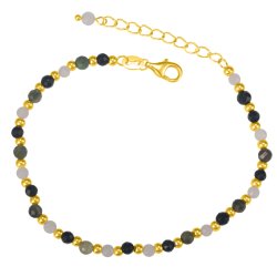 Bransoletka srebrna damska z kamieniami turmalin talizman ochronny srebro pozłacane 925