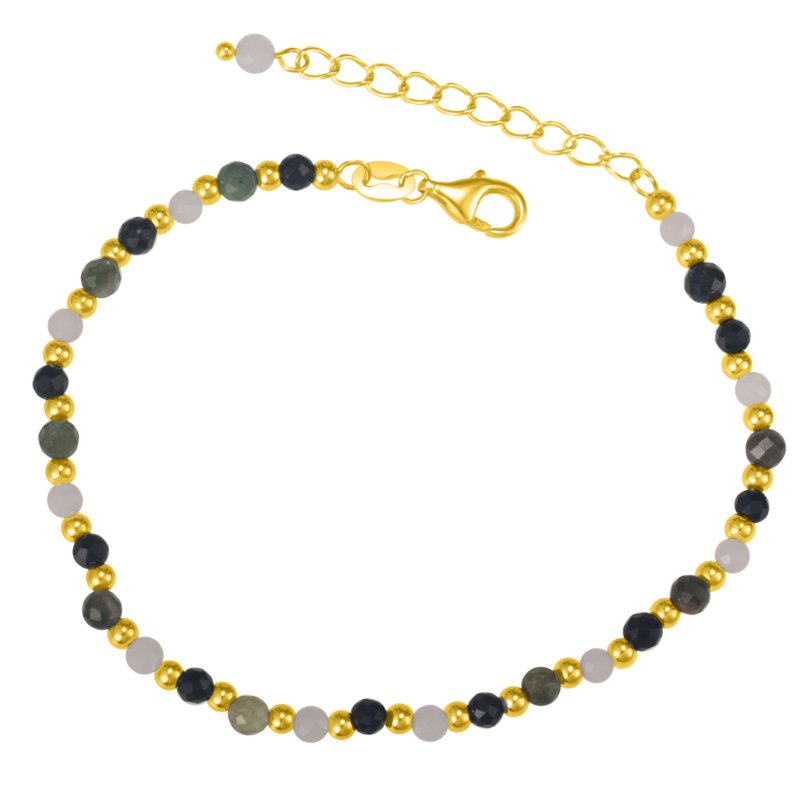 Bransoletka srebrna damska z kamieniami turmalin talizman ochronny srebro pozłacane 925