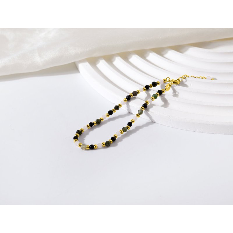 Bransoletka srebrna damska z kamieniami turmalin talizman ochronny srebro pozłacane 925