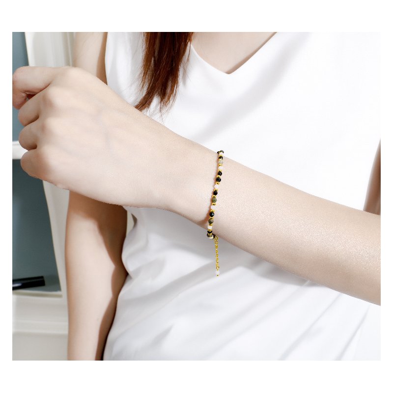 Bransoletka srebrna damska z kamieniami turmalin talizman ochronny srebro pozłacane 925