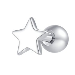 Srebrny zestaw trzech kolczyków rodowanych piercing gwiazdka srebro 925