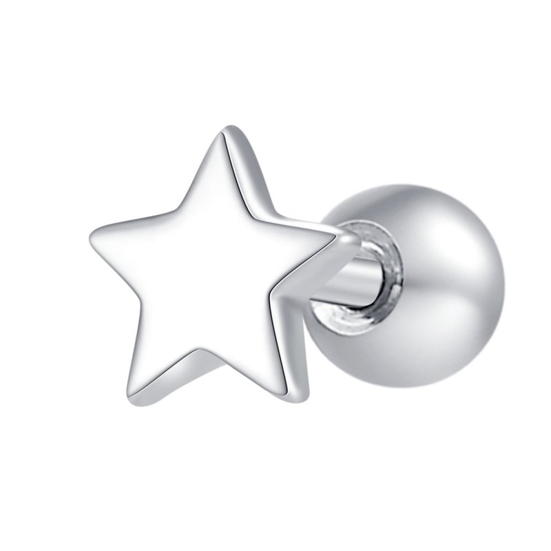 Srebrny zestaw trzech kolczyków rodowanych piercing gwiazdka srebro 925