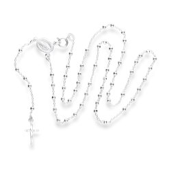 Naszyjnik srebrny różaniec krzyżyk medalik na komunię chrzest srebro