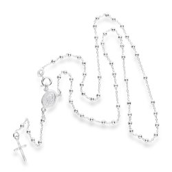 Naszyjnik srebrny różaniec krzyżyk medalik na komunię chrzest srebro