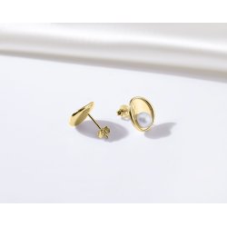 Srebrne kolczyki z perłą sztyfty wkrętki srebro pozłacane próba 925