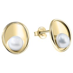 Srebrne kolczyki z perłą sztyfty wkrętki srebro pozłacane próba 925