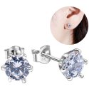 Srebrne kolczyki rodowane z cyrkonią sztyfty wkrętki srebro próba 925