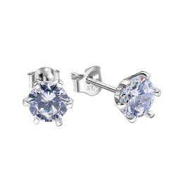 Srebrne kolczyki rodowane z cyrkonią sztyfty wkrętki srebro próba 925