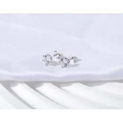 Srebrne kolczyki rodowane z cyrkonią sztyfty wkrętki srebro próba 925