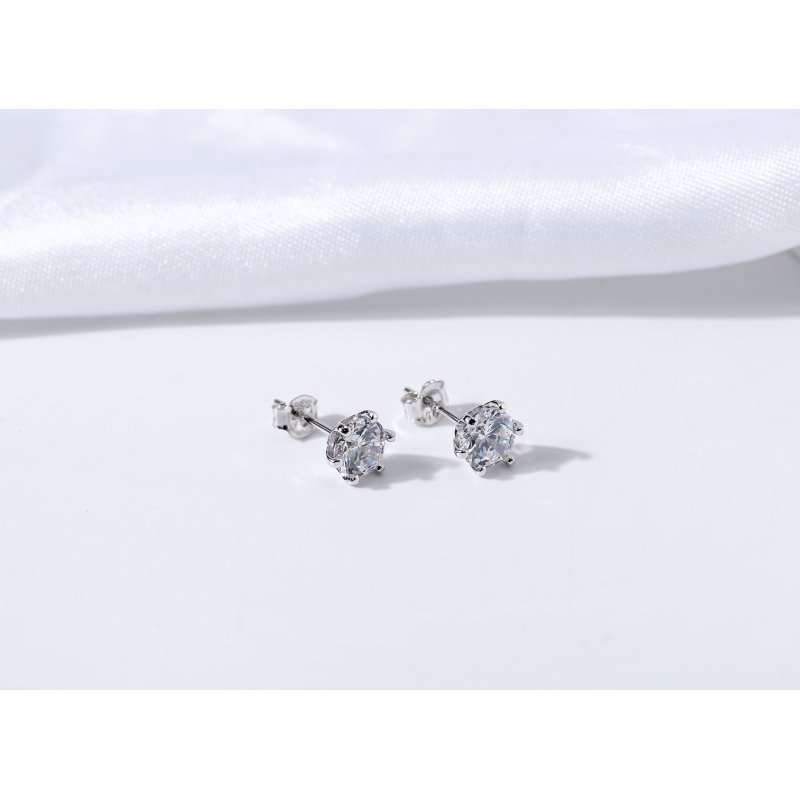 Srebrne kolczyki rodowane z cyrkonią sztyfty wkrętki srebro próba 925