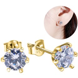 Srebrne kolczyki z cyrkonią sztyfty wkrętki srebro pozłacane próba 925