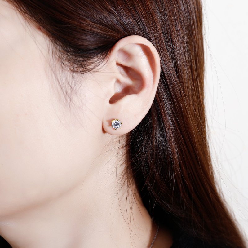 Srebrne kolczyki z cyrkonią sztyfty wkrętki srebro pozłacane próba 925