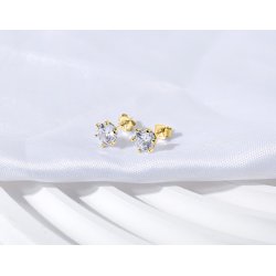 Srebrne kolczyki z cyrkonią sztyfty wkrętki srebro pozłacane próba 925