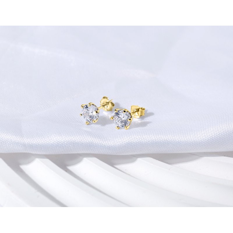 Srebrne kolczyki z cyrkonią sztyfty wkrętki srebro pozłacane próba 925