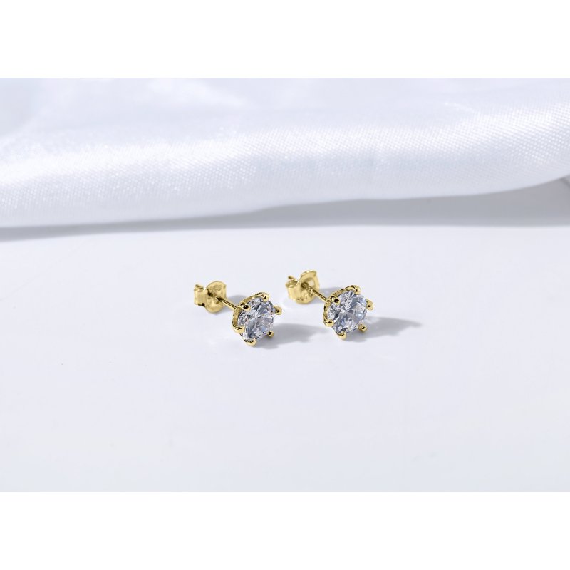 Srebrne kolczyki z cyrkonią sztyfty wkrętki srebro pozłacane próba 925