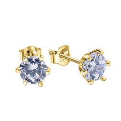 Srebrne kolczyki z cyrkonią sztyfty wkrętki srebro pozłacane próba 925