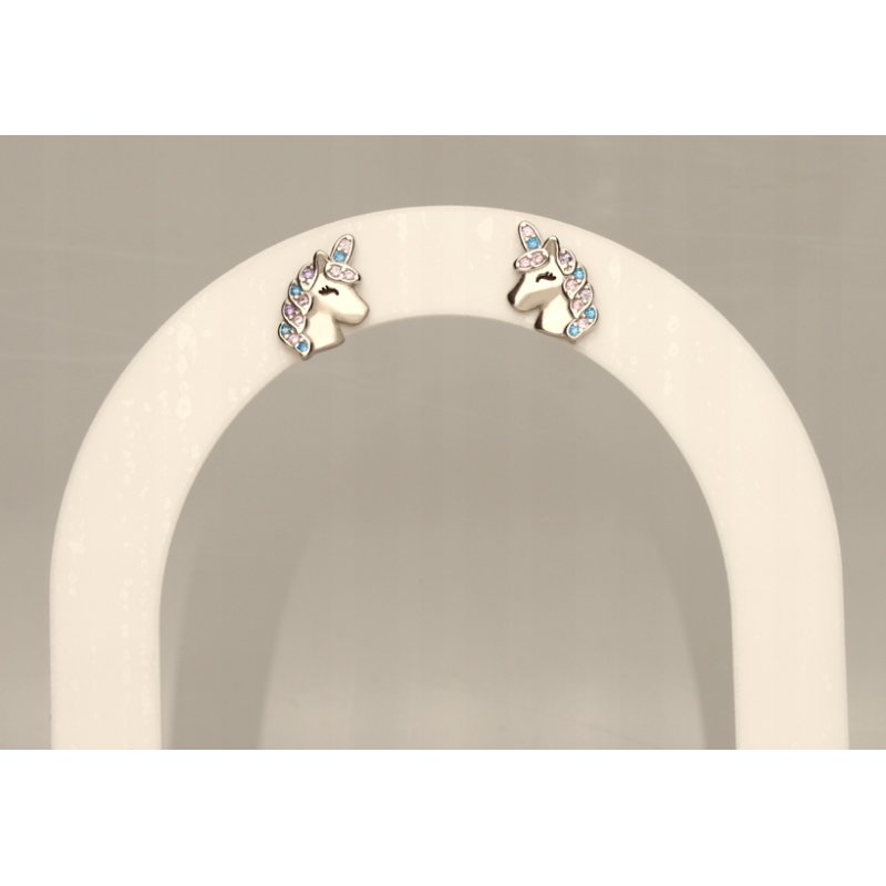 Kolczyki srebrne 925 dla dziewczynki jednorożce