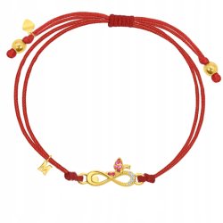 Srebrna bransoletka dla dziewczynki dzieci sznurkowa literka M srebro pozłacane 925