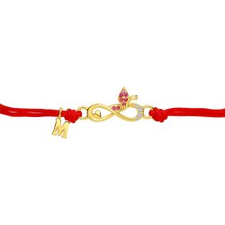 Srebrna bransoletka dla dziewczynki dzieci sznurkowa literka M srebro pozłacane 925