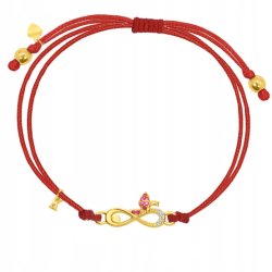 Srebrna bransoletka dla dziewczynki dzieci sznurkowa literka K srebro pozłacane 925