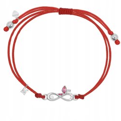 Srebrna bransoletka dla dziewczynki dzieci sznurkowa literka M srebro 925