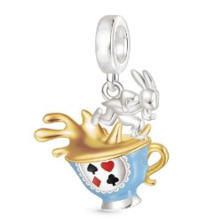 Charms srebrny disney alicja w krainie czarów królik imbryk srebro 925