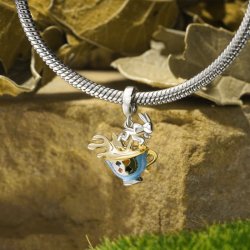 Charms srebrny disney alicja w krainie czarów królik imbryk srebro 925