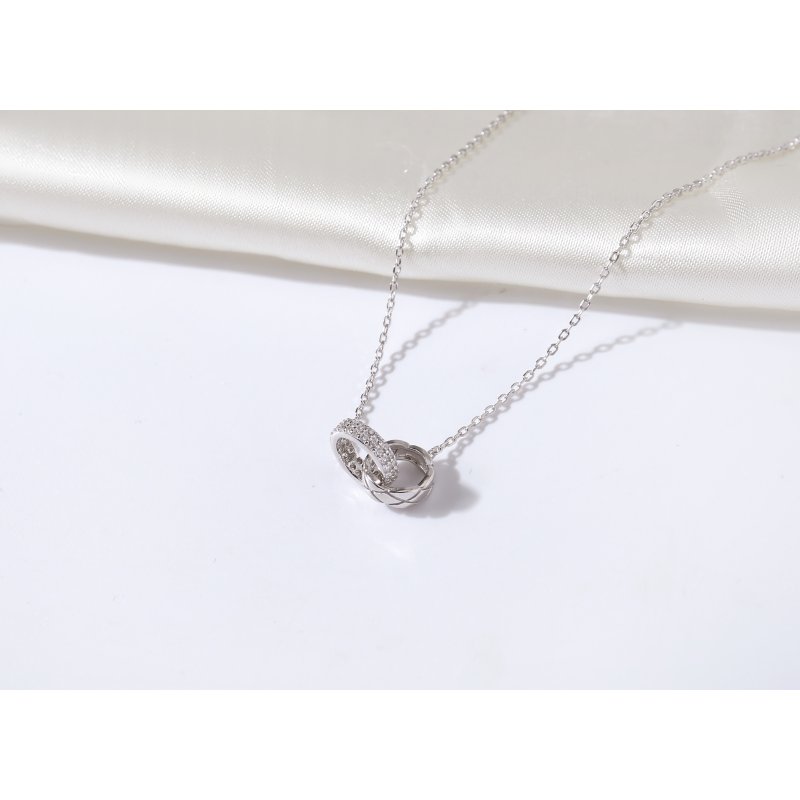 Naszyjnik srebrny łańcuszek damski z zawieszką celebrytka kółka srebro 925 45 cm