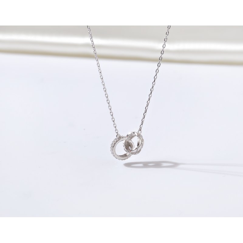 Naszyjnik srebrny łańcuszek damski z zawieszką celebrytka kółka srebro 925 45 cm